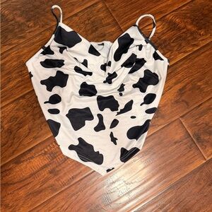 SHEIN Black and White Cow Print Blouse